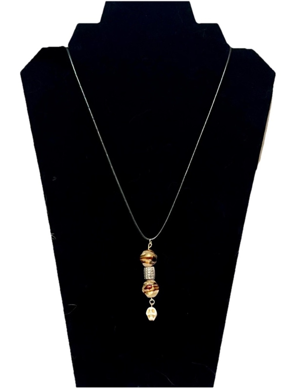 Wicca Ritual Invoke Spiritual Energy Pendant Skull Handmade On Leather Cord.